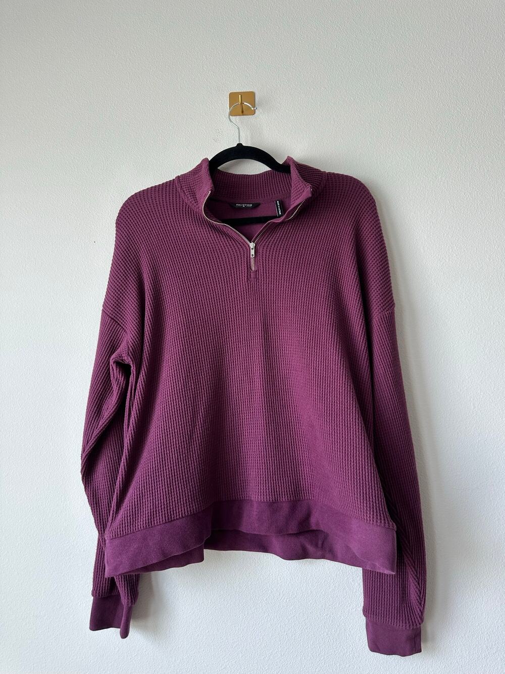 Peloton Waffle Knit Half Zip Pullover Plum Purple Athleisure Lounge Sweater M